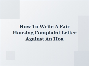 California Hoa Fair Housing Complaint Letter Guide
