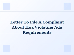 California Ada Complaint Letter for Hoa Violations