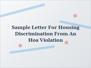 California Hoa Letter for Housing Discrimination