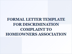 Discrimination Complaint Letter Template for Hoa