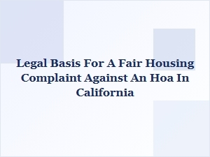 California Hoa Fair Housing Complaint Letter