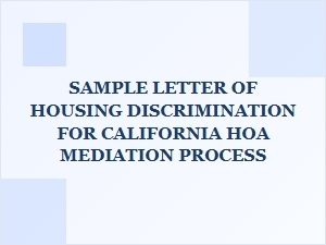 California Hoa Discrimination Letter for Mediation