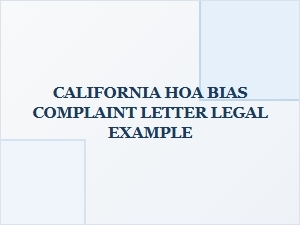 Template: Legal Hoa Bias Complaint Letter in California