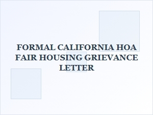 California Hoa Fair Housing Complaint Letter Template