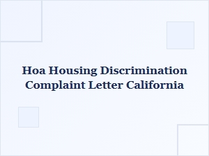 California Hoa Discrimination Complaint Letter Guide