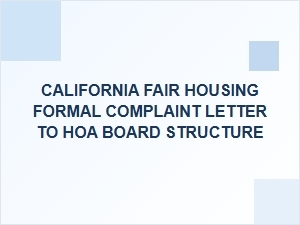 California Hoa Fair Housing Complaint Process