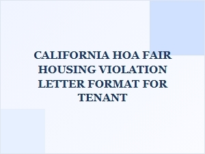 Hoa Tenant Fair Housing Complaint Letter Format