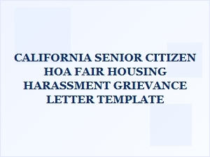 California Hoa Harassment Grievance Letter