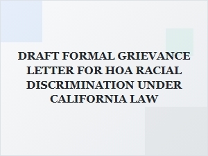 California Hoa Racial Discrimination Grievance Letter