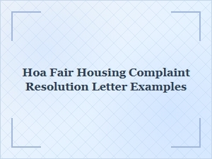 Hoa Fair Housing Complaint Letter Samples
