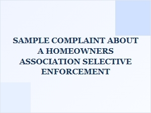 Florida Hoa Selective Enforcement Complaint Letter Sample